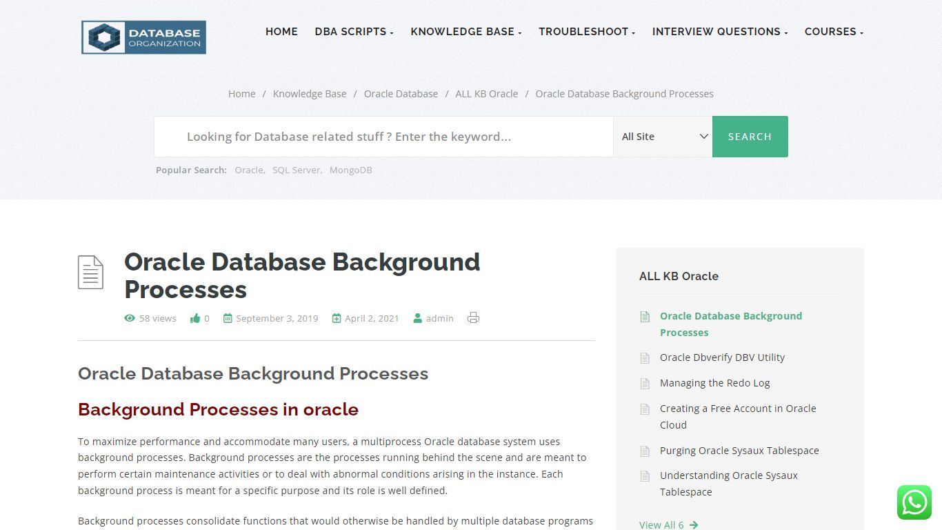 Oracle Database Background Processes