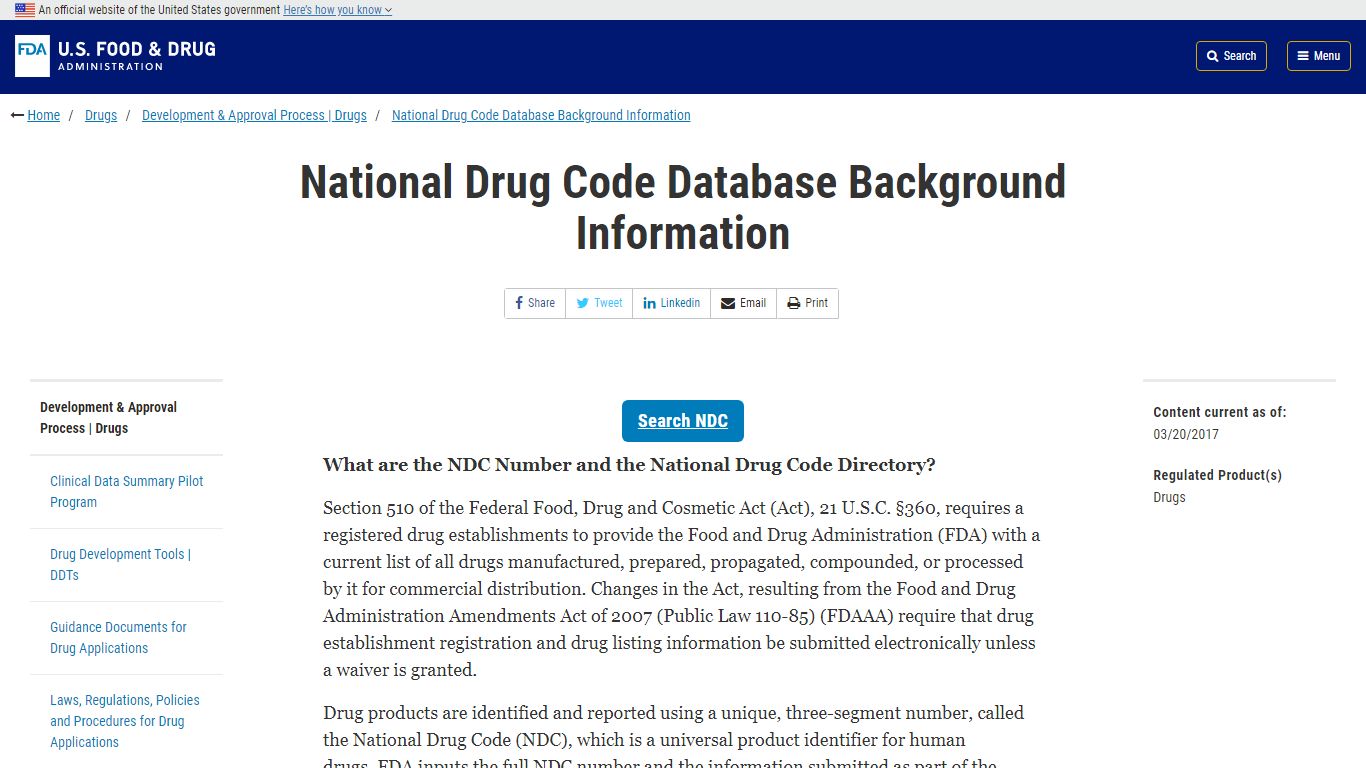 National Drug Code Database Background Information | FDA