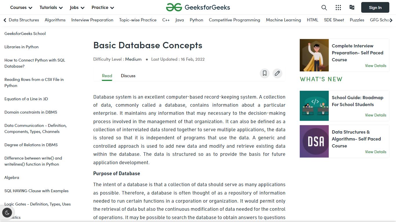 Basic Database Concepts - GeeksforGeeks